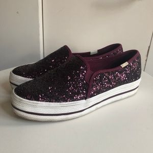 Keds x Kate Spade Double Decker Glitter Slip Ons